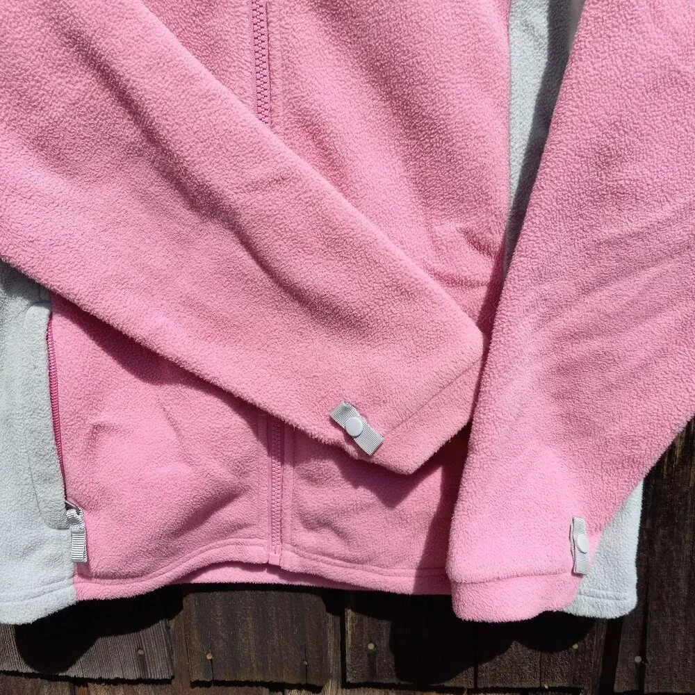 Girls North Face‎ Pink Gray Full Zip Fleece Jacket Size Youth